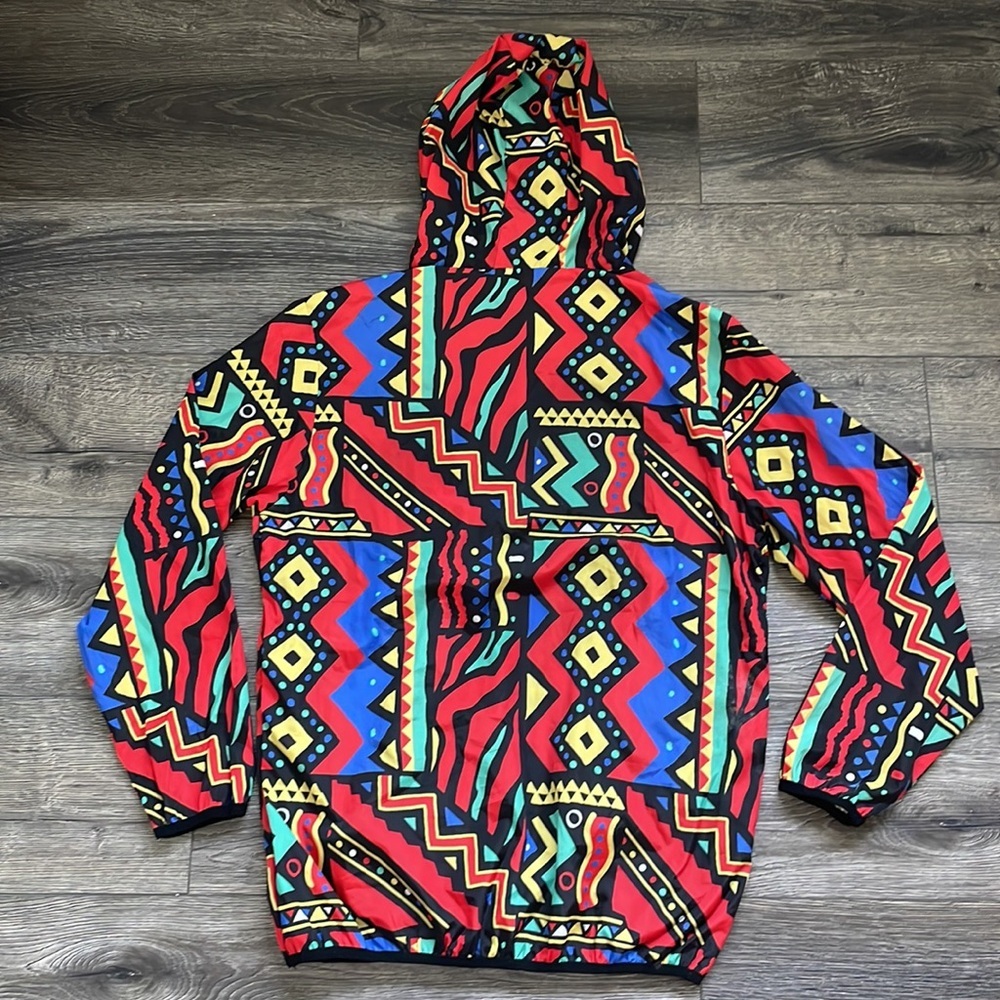 Reason the Label | Unity Red 1980s Maximalist Print Hooded Windbreaker 1/4 Zip - Picture 5 of 12